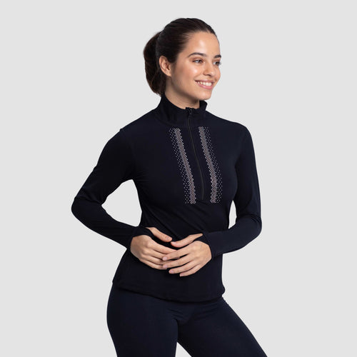 Intermezzo 1/2 Zip LS Turtleneck Rhinestone detail 6582
